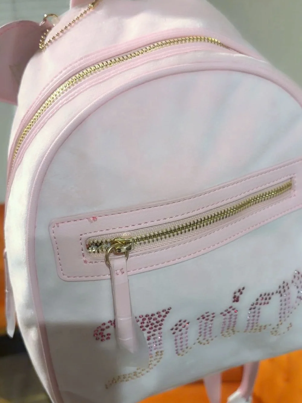 Juicy Couture Light Pink Rhinestone Logo Mini Backpack